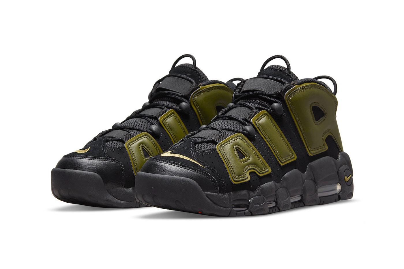 New Nike Air More Uptempo "Rough Green" Is Coming Soon DH8011-001 black green pilgrim army military garb nubuck leather