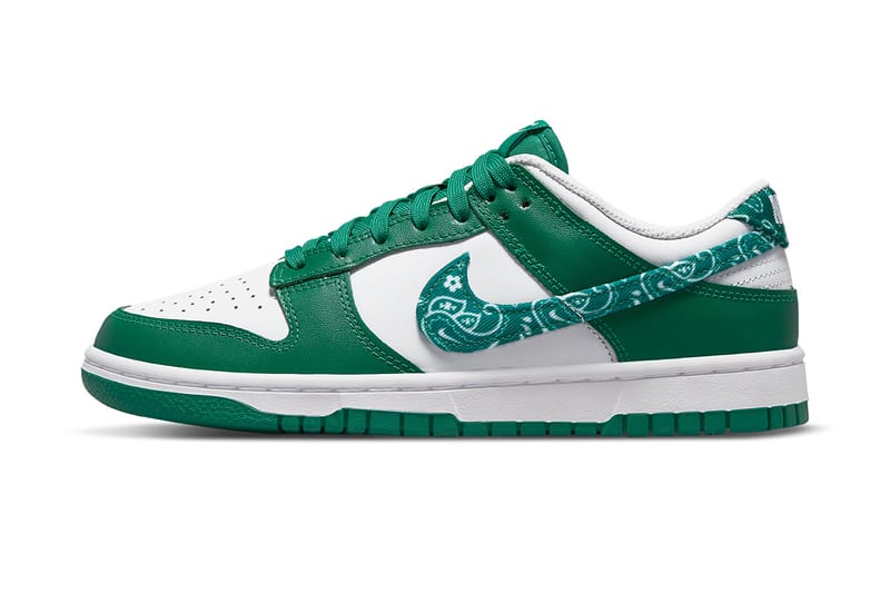 nike dunk low green white black