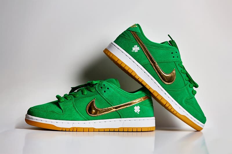 nike sb dunk low st patricks day green gold white release info date store list buying guide photos price BQ6817 303