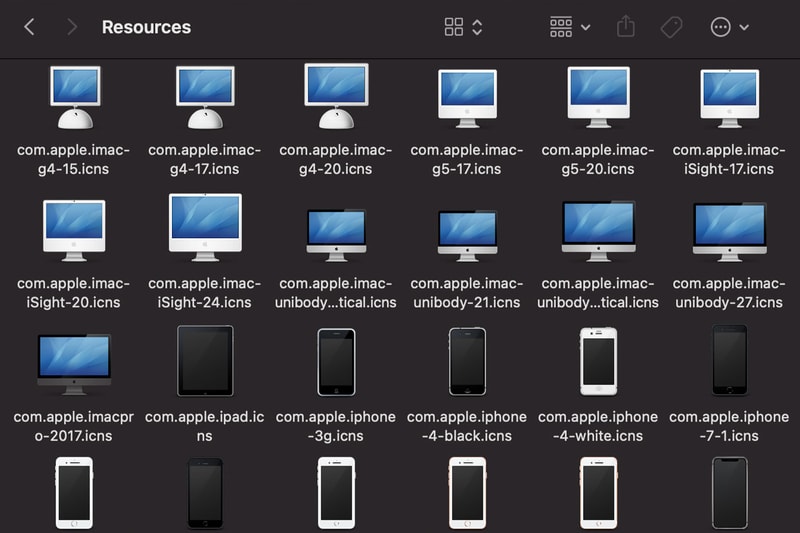 Old Apple Product Icons Hidden in macOS BSOD PC Mac Steve Jobs macOS