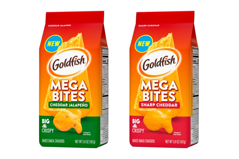 Pepperidge Farm Goldfish Mega Bites Sharp Cheddar Cheddar Jalapeńo Launch Taste Review Buy 