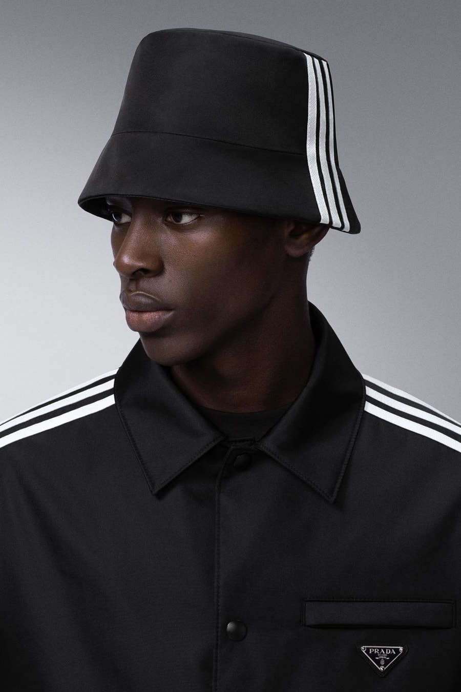 Prada x adidas Originals Apparel Launch Information Track Suit Shellsuit Re Nylon Bucket Hat Editorial Lookbook Release Information