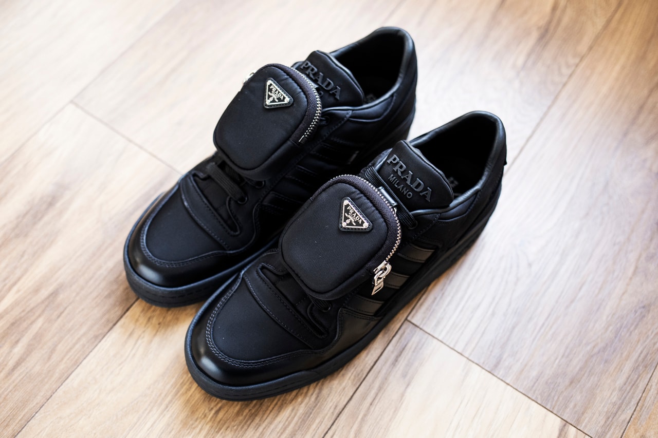 Prada x adidas Originals Forum Low Black gy7040 gy7041 gy7042 gy7043 Closer Look HYPEBEAST Exclusive In Hand Shoot On Foot How to Style Re-Nylon Bag Shoes Footwear Sneakers Collaboration Raf Simons Miuccia Prada