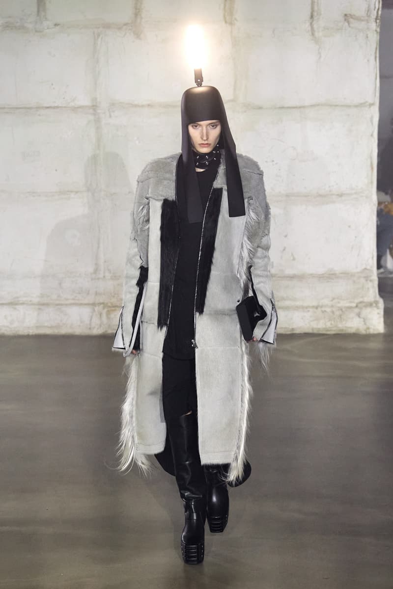 Rick Owens "STROBE" Fall 2022 Menswear Paris Fashion Week Palais de Tokyo Runway Collection Mens Review Lightbulb Hats Dan Flavin Kiss Boots