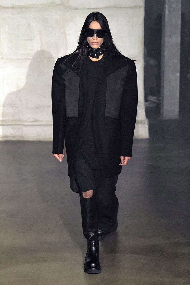 Rick Owens "STROBE" Fall 2022 Menswear Paris Fashion Week Palais de Tokyo Runway Collection Mens Review Lightbulb Hats Dan Flavin Kiss Boots