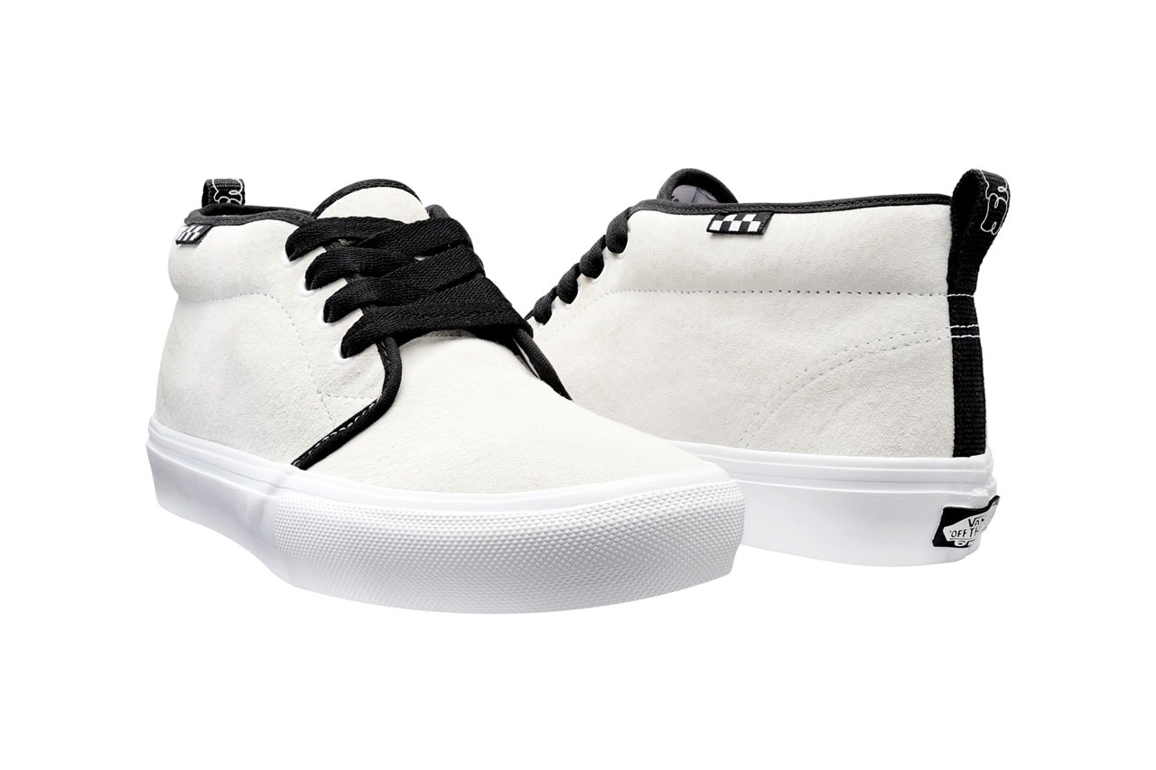 SNEEZE Magazine x Vans Skate Chukka Drops Online Mr. SNEEZE Skate Shoe Yellow White Brown Wide Laces Rubber Outsole Suede Upper Vans