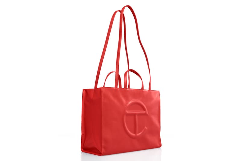 Telfar Red Collection Shopping Bags HBX Release Info Price Buy Cap Faux Vegan Leather Belt Logo