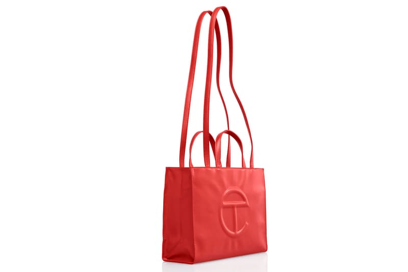 Telfar Red Collection Shopping Bags HBX Release Info Price Buy Cap Faux Vegan Leather Belt Logo