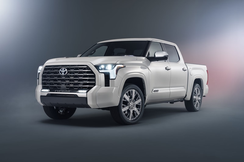 Toyota Announces Luxury Pickup Tundra Capstone Twin-Turbo V-6 Engine Intelligent Safety i-FORCE MAX Hybrid Powertrain 437 Horsepower 22-inch Chrome Rims