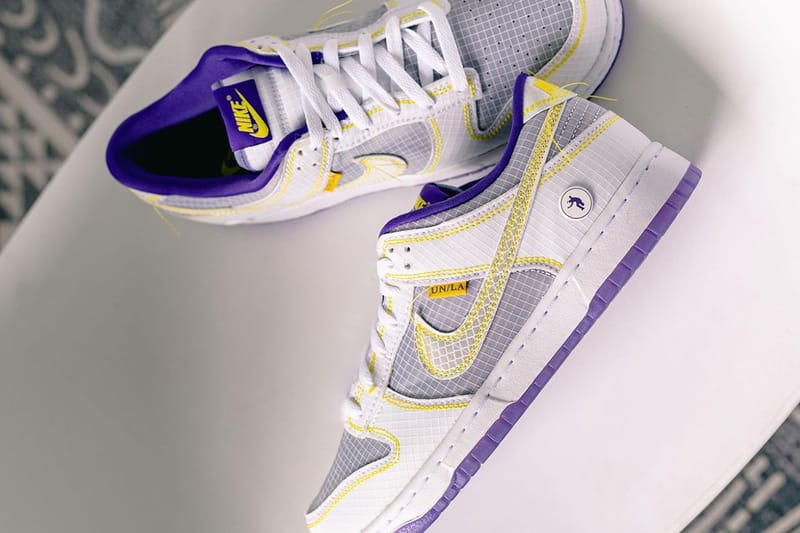 purple and gold dunks