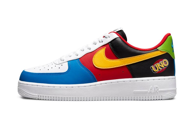 red blue and yellow air force ones