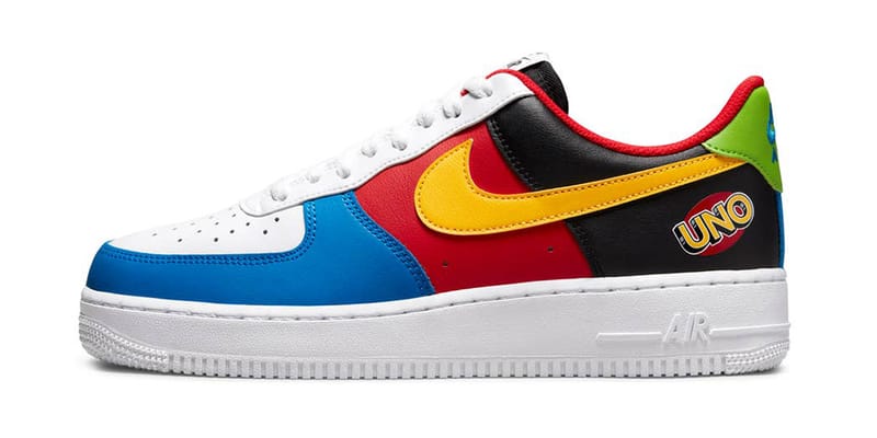 yellow blue and red air force ones