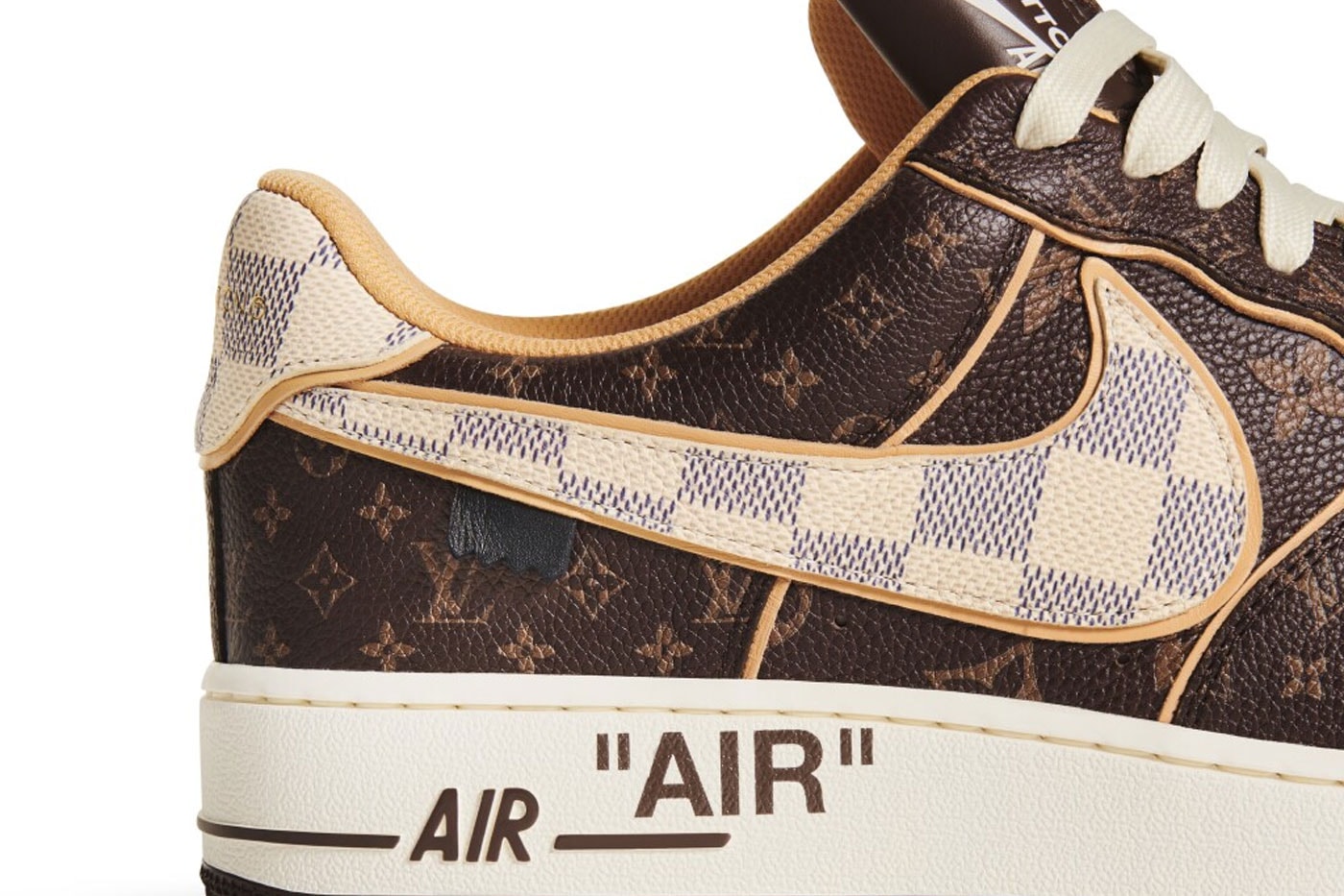 The Louis Vuitton x Nike Air Force 1 by Virgil Abloh Sneaker Is Currently Going for $90,000 USD sneakers sotheby's auctions lv monogram air bespoke