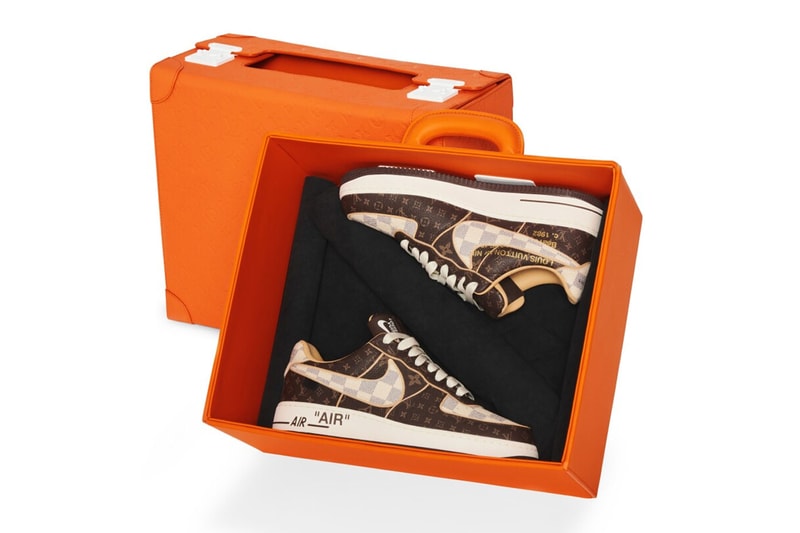 The Louis Vuitton x Nike Air Force 1 by Virgil Abloh Sneaker Is Currently Going for $90,000 USD sneakers sotheby's auctions lv monogram air bespoke