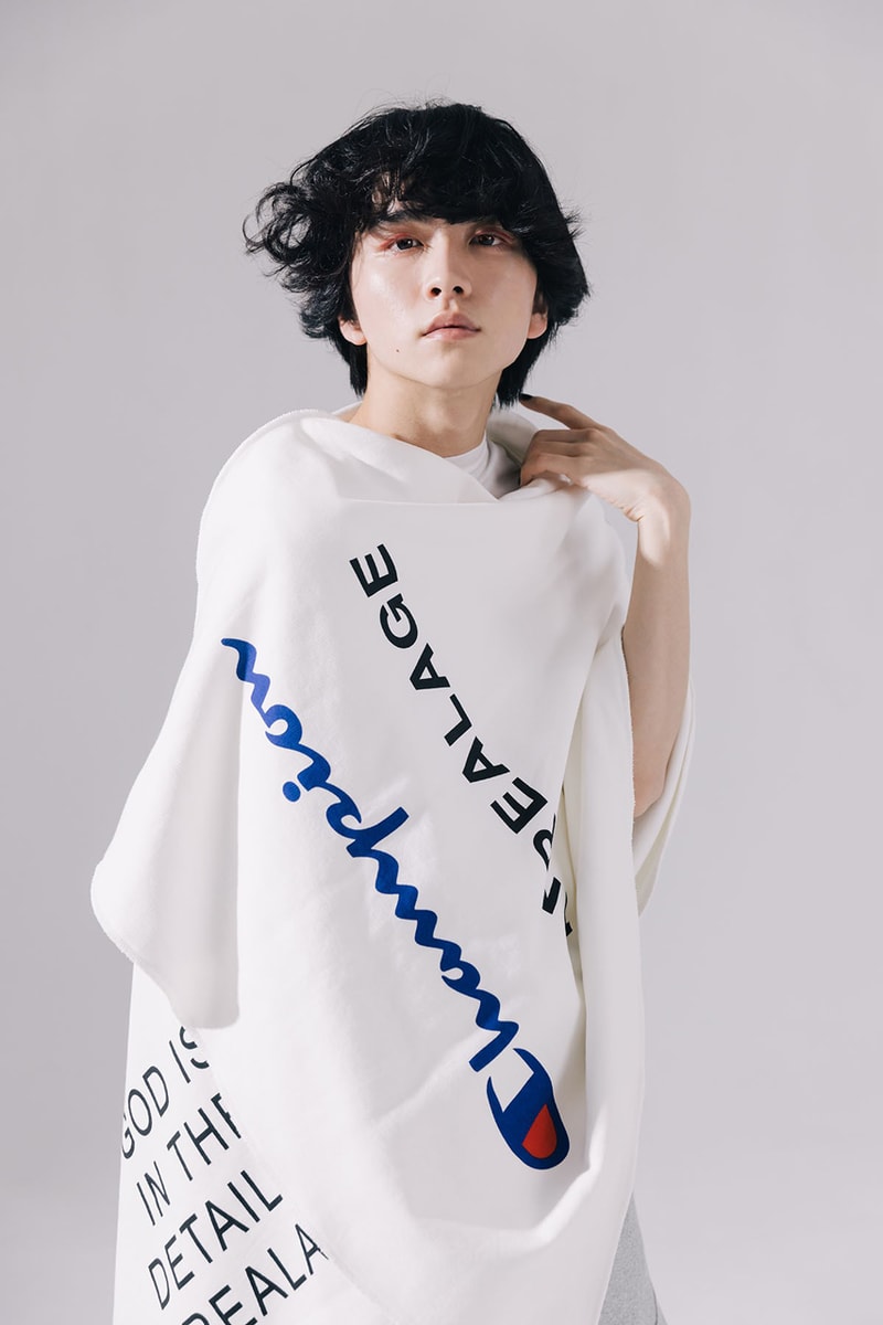 Champion First-Ever Collaboration Tokyo Label ANREALAGE Apparel Collection T-Shirts Hoodies Skirts Sweatpants Oversize Sportswear ○ △ □ 3D Geometric Garments Asymmetrical A-Line Cut Drape Fluid Experimental Fashion Kunihiko Morinaga Japan 