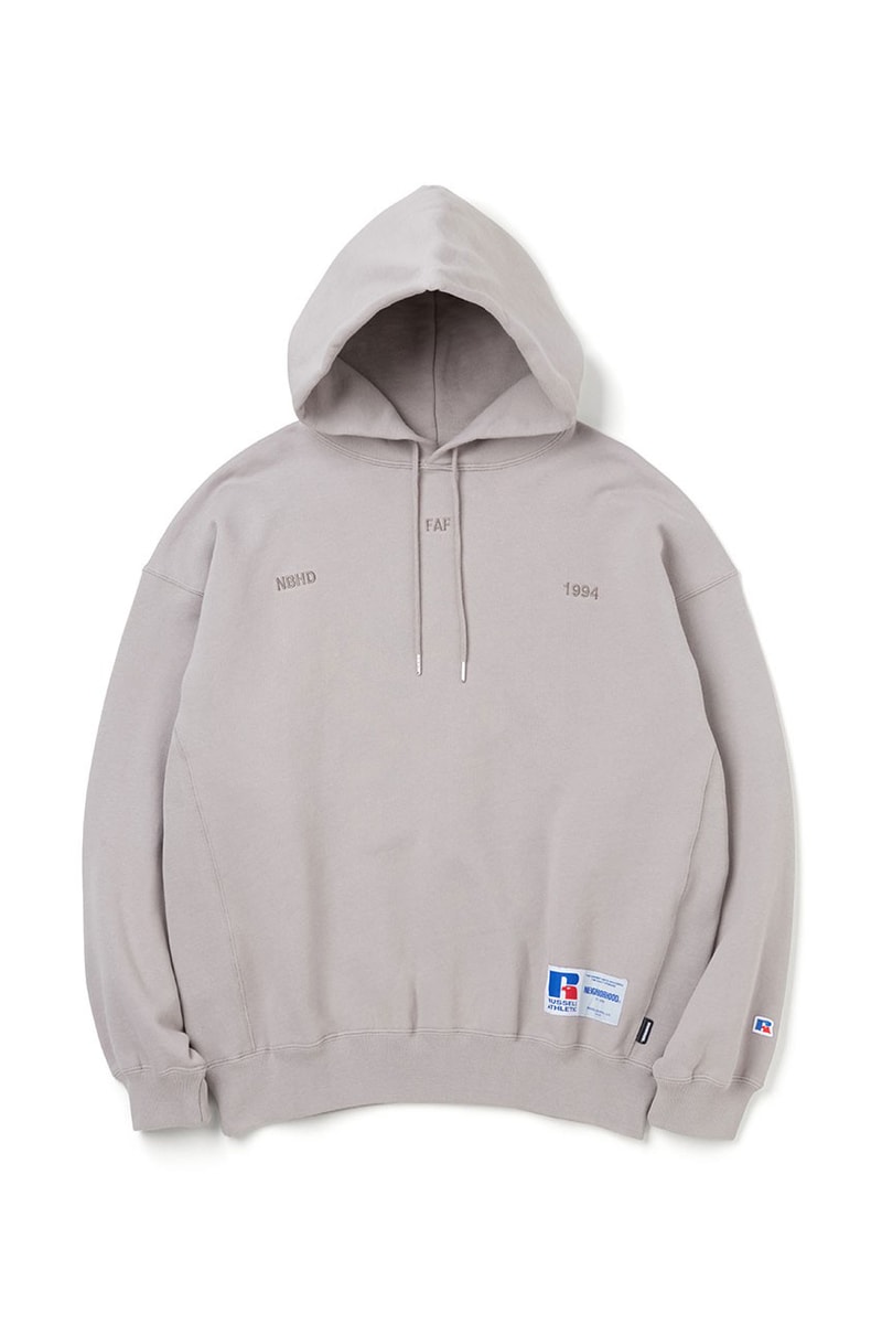 NEIGHBORHOOD x RUSSELL ATHLETIC Sportswear Moisture Wicking Quick-Dry Jersey Cotton Baseball Jacket Soft Apparel Collaboration High-Performance Hoodies Sweatpants T-Shirts Cream White Grey Crewnecks Pull-Overs Neutral Tones