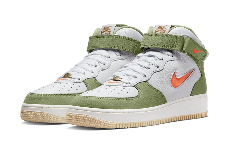 olive green and orange air force ones