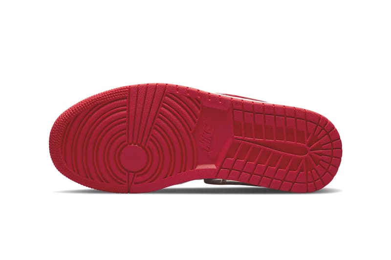 Official Images of Nike Air Jordan 1 Low SE “Pomegranate" Glossy Red Leather Low Top Jelly Swoosh Perforated Toe Cap Stacked Heel White Midsole Red Outsole Jumpman Eyestays Colorway Release Date