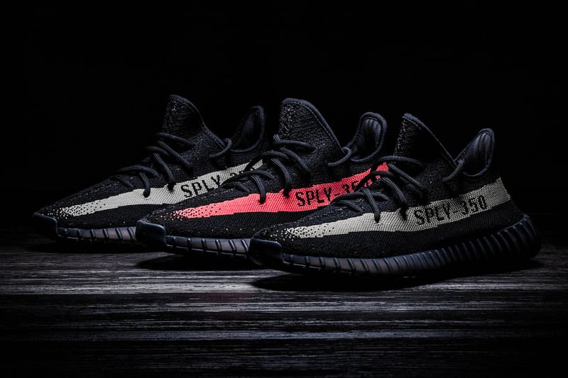 black with red stripe yeezys