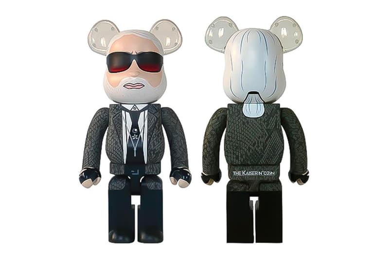 bearbrick the kaiser karl lagerfield 1000 chanel fendi snakeskin suit white hair black tie white shirt release info