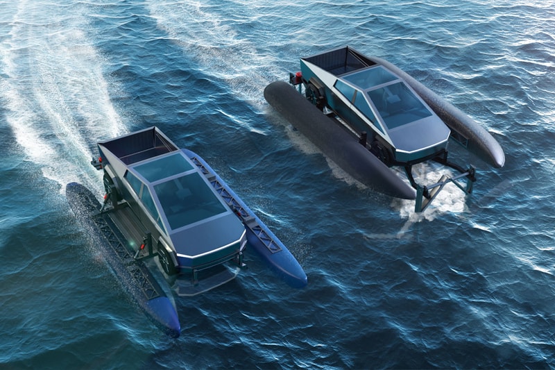 Tesla Cybertruck Catamaran electric vehicles Anthony Diamond tswlm electric vehicles hydrofoils