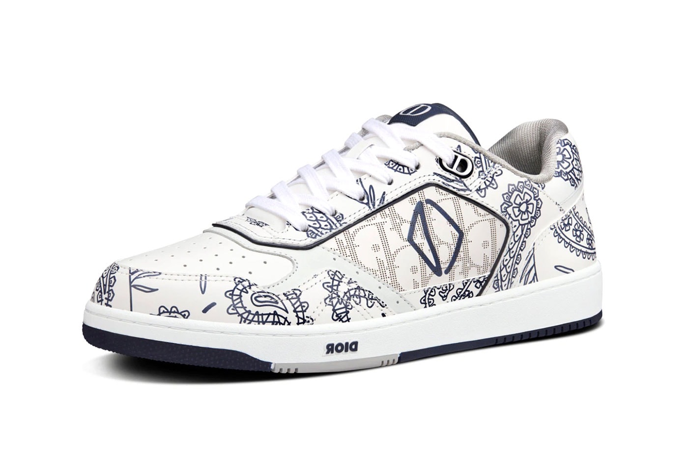 Dior SS22 Paisley Print B27 Low Top Sneakers Release Info White Navy Coffee 3SN272ZOF_H760-b27