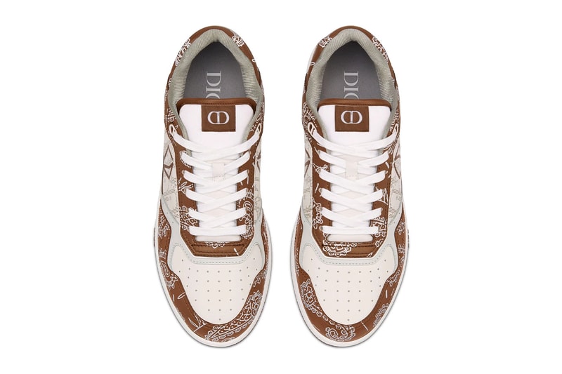 Dior SS22 Paisley Print B27 Low Top Sneakers Release Info White Navy Coffee 3SN272ZOF_H760-b27