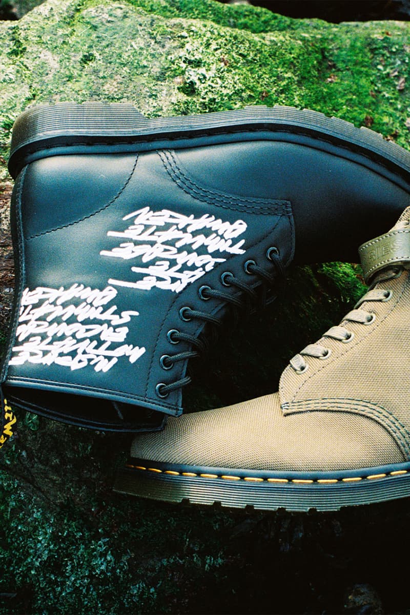 futura laboratories dr martens 1460 olive woven black nappa leather graffiti release details information