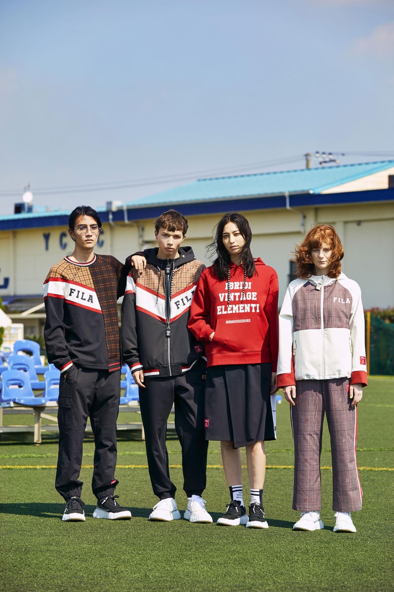 Maison Mihara Yasuhiro FILA HYBRID VINTAGE ELEMENTS glen plaid sportswear suit pattern fila mmy sneaker hoodie blazer jogger bag release info