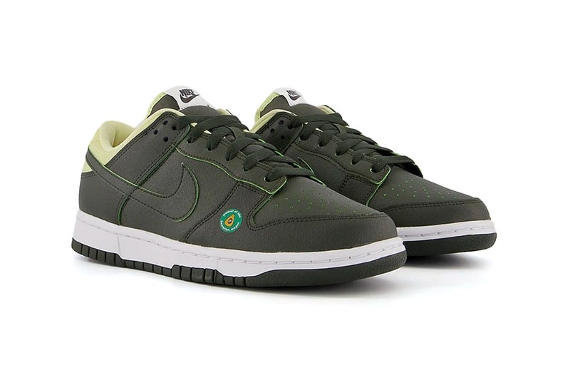 Nike Dunk Low Avocado sticker nutrition facts mesh shopping bag green white olive fruit release info