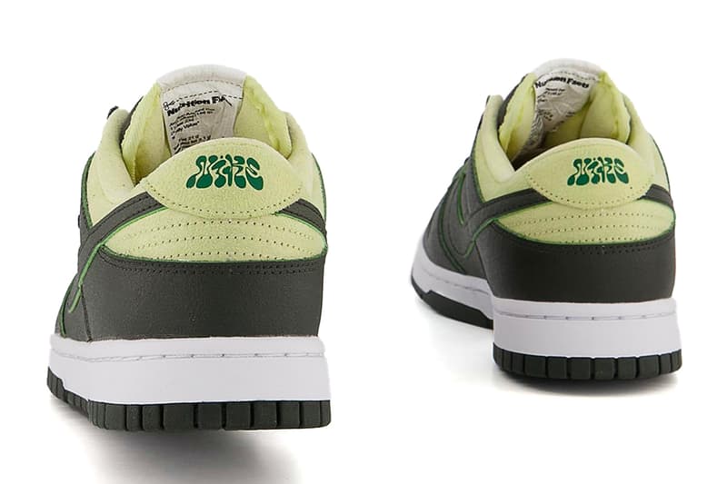 Nike Dunk Low Avocado sticker nutrition facts mesh shopping bag green white olive fruit release info