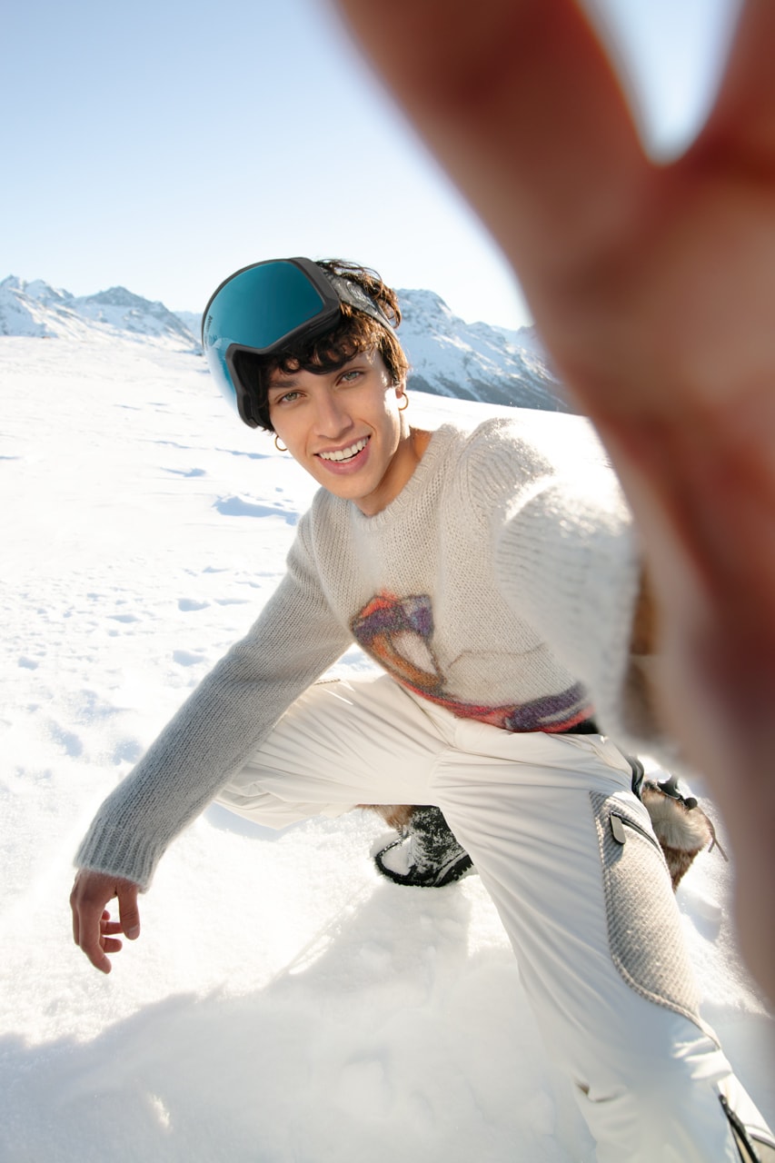 Giorgio Armani neve winter ski apres slope knit cashmere mohair skis alps pop-up courchevel crans montana st moritz