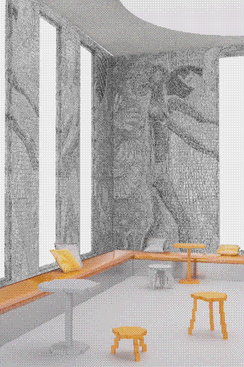 Harry Nuriev Crosby Studios Video Game Pixelated Furniture Gaia Repossi "Web-3 Café" 2022 Paris info