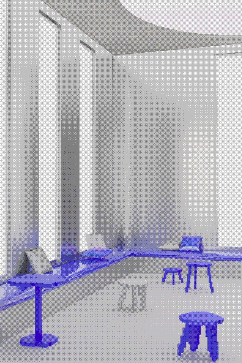 Harry Nuriev Crosby Studios Video Game Pixelated Furniture Gaia Repossi "Web-3 Café" 2022 Paris info