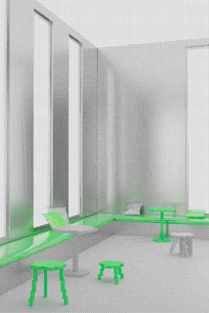 Harry Nuriev Crosby Studios Video Game Pixelated Furniture Gaia Repossi "Web-3 Café" 2022 Paris info