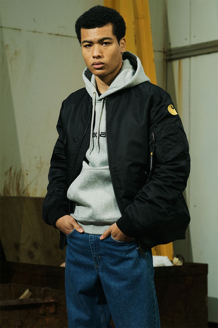KIYONAGA & CO. carhartt wip bomber hoodie crewneck black gray collaboration collection release date info store list buying guide photos price 