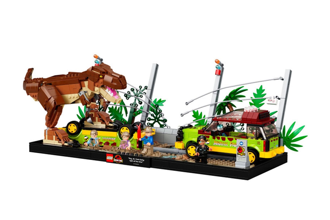 LEGO's Newest Jurassic Park T. Rex Breakout Model Is Coming Soon spring 2022 jurassic world dominion ford explorer chris pratt alan grant ian malcom tim murphy lex murphy dinosaurs