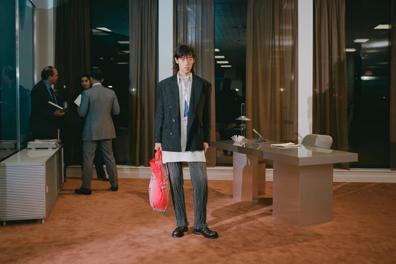 Martine Rose Fall/Winter 2022 Collection London Fashion Week Lookbook Granny Bed Sheets Sustainable Deadstock Materials Vintage Knickers Leather COVID Pandemic Work From Home Suits Tailoring