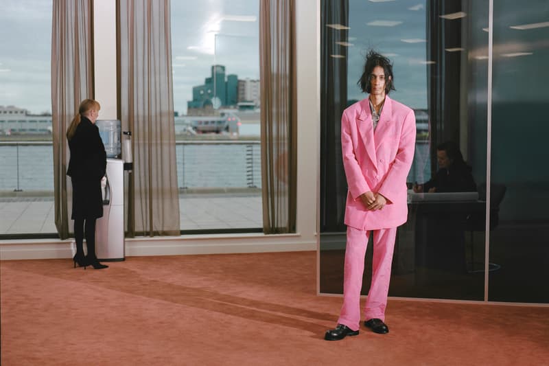 Martine Rose Fall/Winter 2022 Collection London Fashion Week Lookbook Granny Bed Sheets Sustainable Deadstock Materials Vintage Knickers Leather COVID Pandemic Work From Home Suits Tailoring