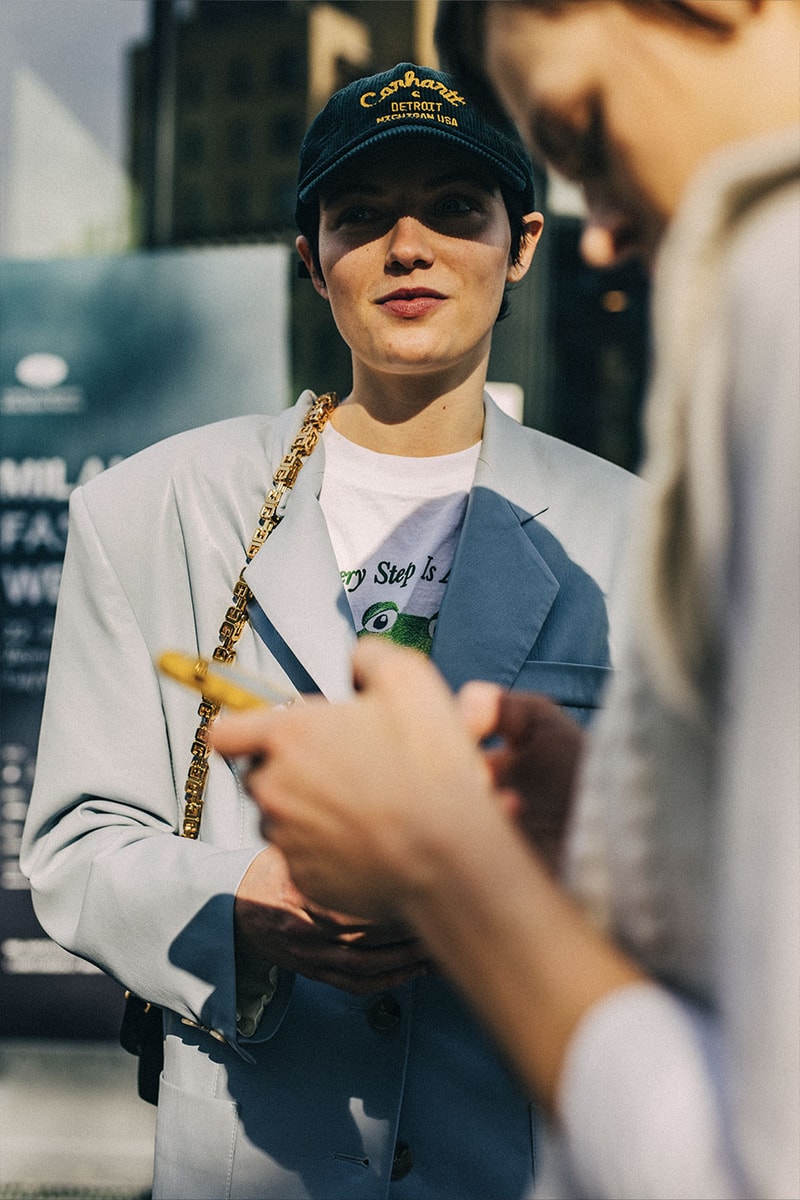 Milan Fashion Week FW22 Street Style Looks Is All About Smart Suiting and Head-to-Toe Tonals gucci prada fendi 