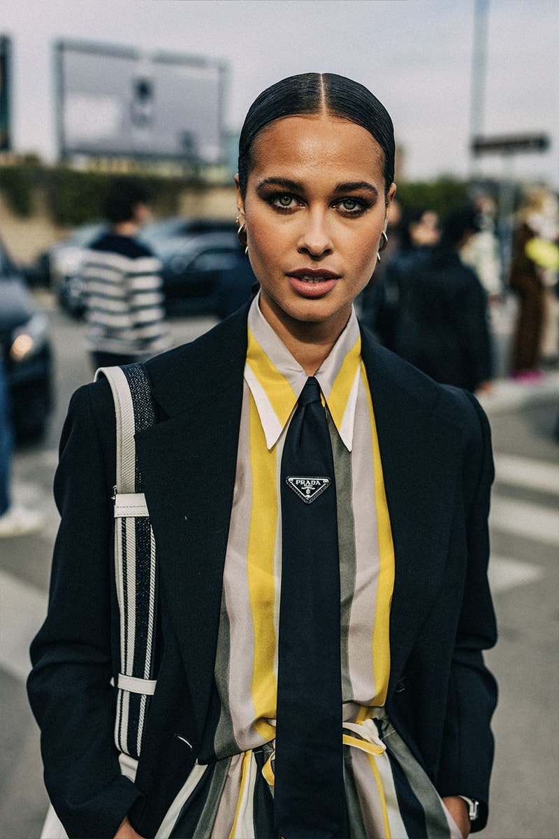 Milan Fashion Week FW22 Street Style Looks Is All About Smart Suiting and Head-to-Toe Tonals gucci prada fendi 