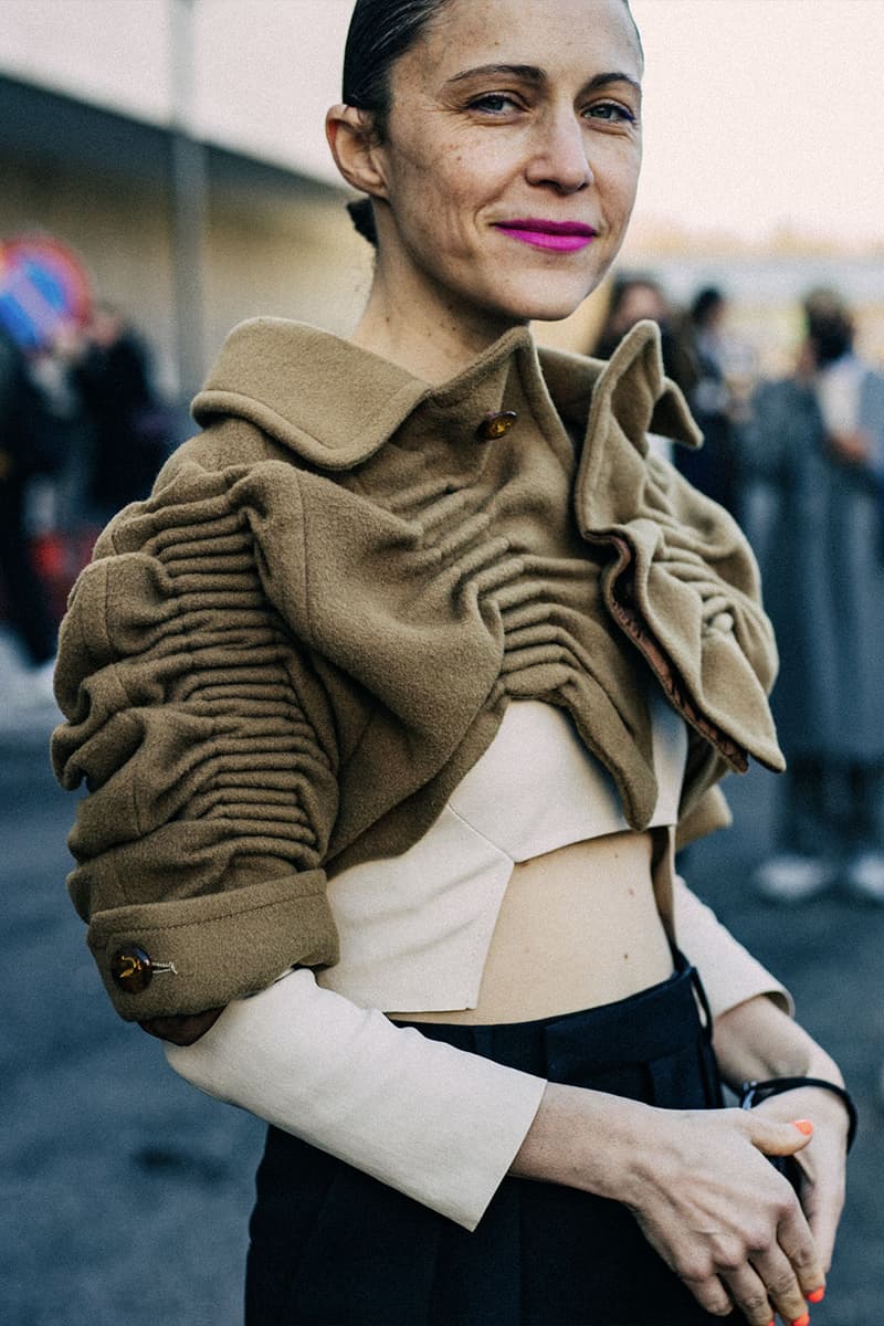 Milan Fashion Week FW22 Street Style Looks Is All About Smart Suiting and Head-to-Toe Tonals gucci prada fendi 