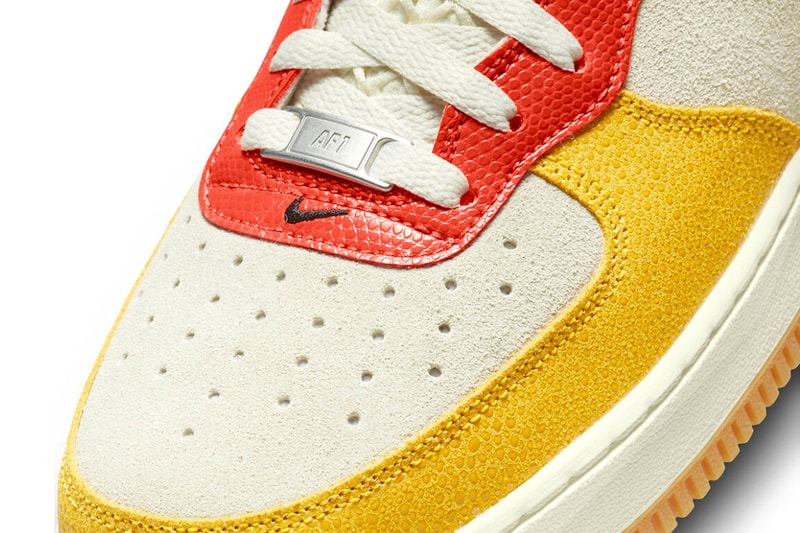 Nike Air Force 1 Mid Coconut Milk Official Look pink patent leather green yellow pebbled suede orange coconut milk spring plant buds release info price DR0158 100130 usd