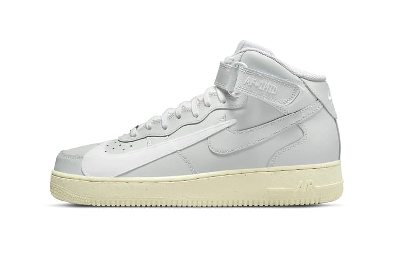 Nike Air Force 1 Mid Copy Paste DQ8645 045 apilado swoosh gris blanco vela diy gráficos dibujados a mano plantilla 15 aniversario lanzamiento información noticias