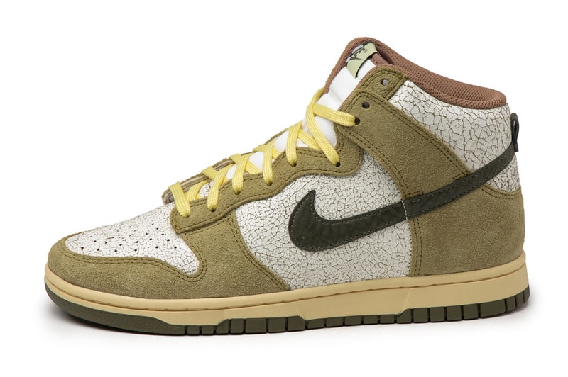 Nike Dunk High Retro "Re-Raw" "Coriander/Medium Olive/Sail/Team Red" Fuzzy Suede Cracked Leather Distressed Release Information