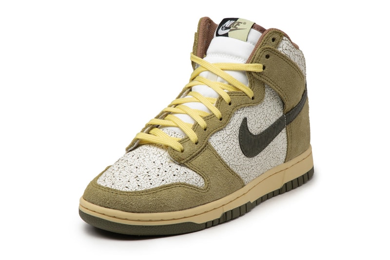 Nike Dunk High Retro "Re-Raw" "Coriander/Medium Olive/Sail/Team Red" Fuzzy Suede Cracked Leather Distressed Release Information