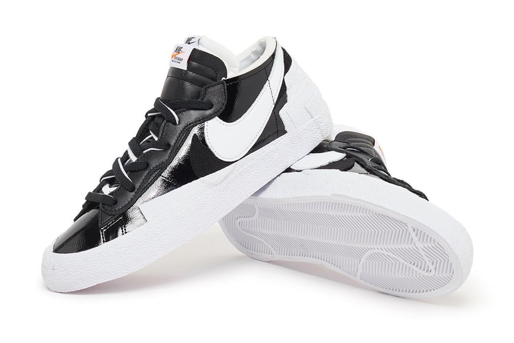 sacai x Nike Blazer Low Surfaces in Black and White With Glossy Uppers