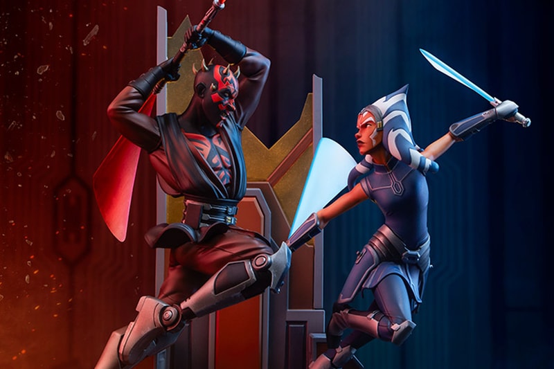 sideshow collectibles star wars the clone wars darth maul ahsoka tano fight battle statue collectible toy 
