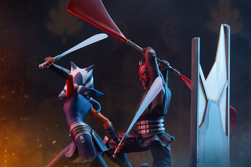 sideshow collectibles star wars the clone wars darth maul ahsoka tano fight battle statue collectible toy 