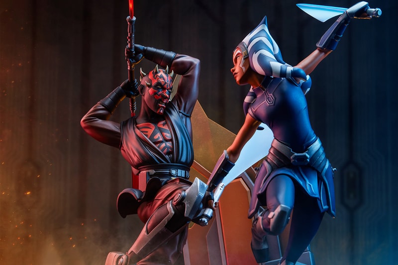 sideshow collectibles star wars the clone wars darth maul ahsoka tano fight battle statue collectible toy 